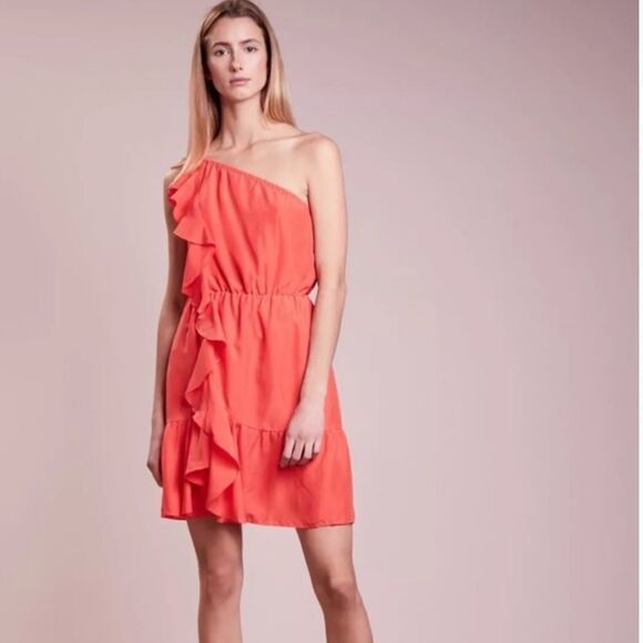 CLUB Monaco one shoulder silk  mini dress. Size 4 - Picture 1 of 9